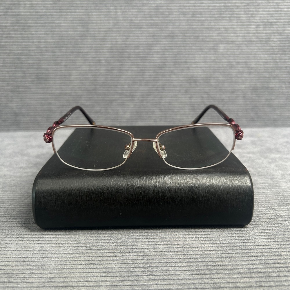 Laura Ashley Aerin Semi Rimless Y2k Eyeglass Frames Burgundy Rose Gold 53-16-130
